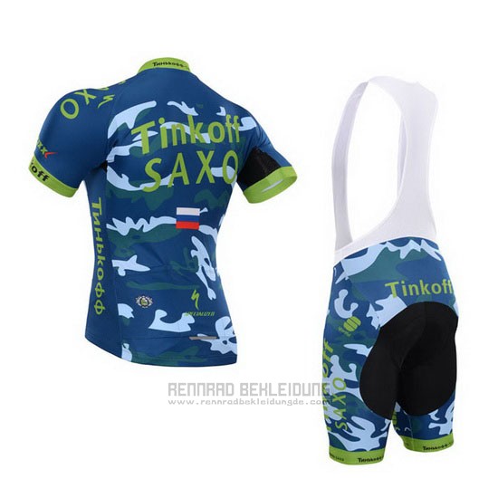 2015 Fahrradbekleidung Tinkoff Saxo Bank Azurblau und Blau Trikot Kurzarm und Tragerhose